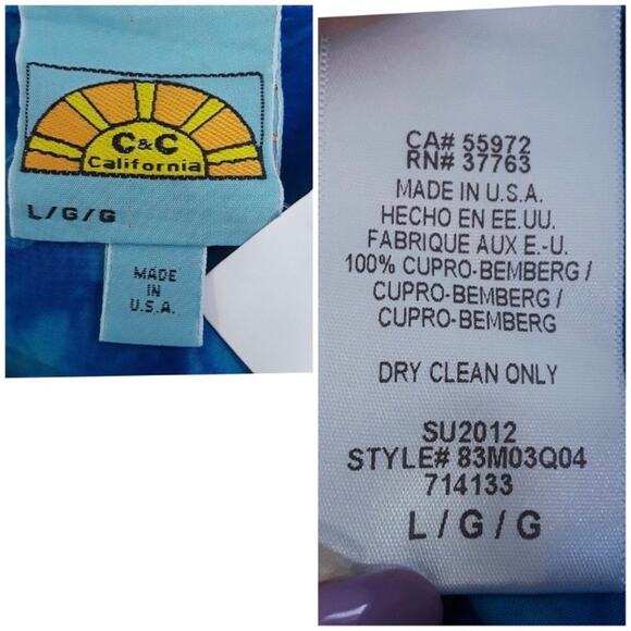 C & C California Batik Hi-Low Hem Dress Lg NWT - Picture 9 of 9